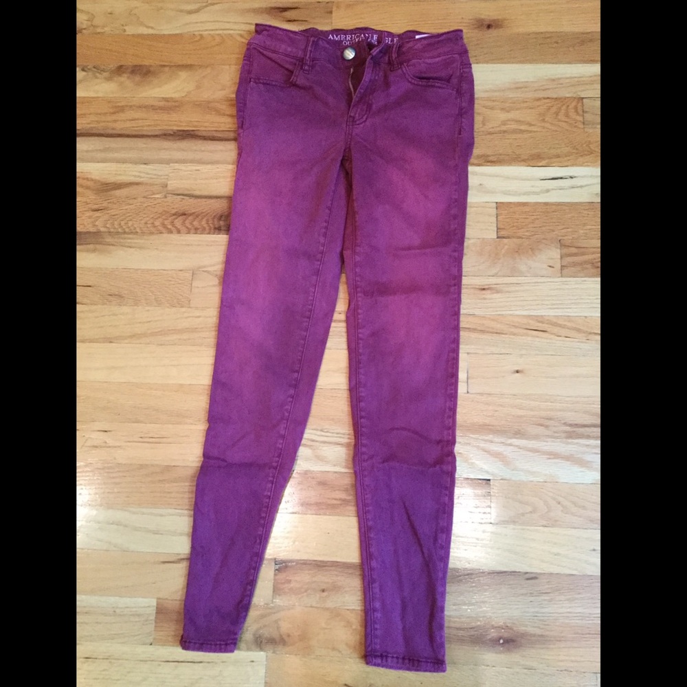 Maroon AE Super Stretch Skinny Jeggings